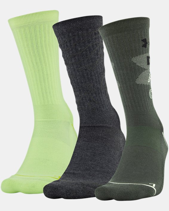 Men's UA Phenom Crew – 3-Pack Socks, Green, pdpMainDesktop image number 0